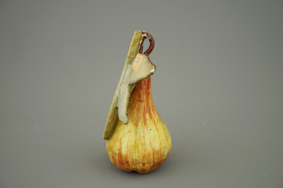 A Dutch Delft polychrome model of a pear, 18th C.