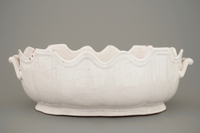 A white Delft monteith, 18th C.