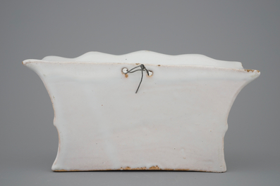 A white Delft pottery wall flower holder, 18th C.