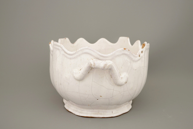 A white Delft monteith, 18th C.