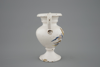 GA polychrome French fa&iuml;ence altar vase, Nevers, 18th C.