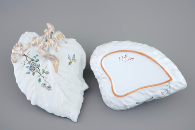 A leaf-shaped box and cover, ca. 1900, marked Gall&eacute;, Nancy, France