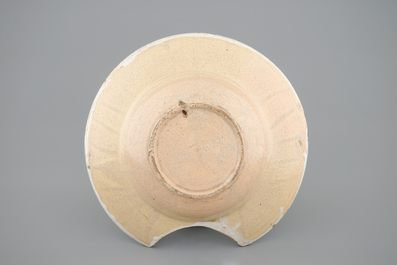 A white French faience shaving bowl, 19th C.