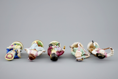 A set of 5 porcelain figures, French or German, 19/20th C.