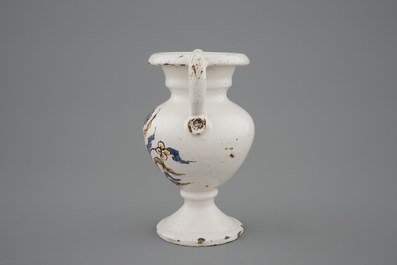 GA polychrome French fa&iuml;ence altar vase, Nevers, 18th C.