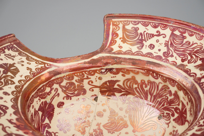 A Hispano Moresque lusterware shaving bowl, Spain, ca. 1600