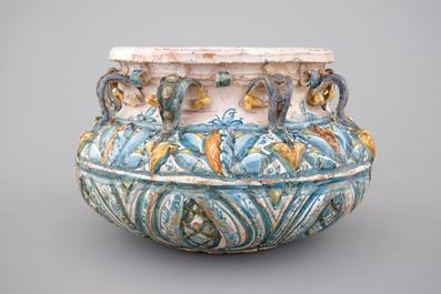 A polychrome relief-decorated basin, Winterthur, Switzerland, 16th C.