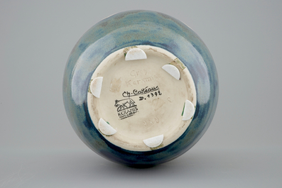 A Charles Catteau stoneware gr&egrave;s vase with tree color design, Boch K&eacute;ramis, 1st half 20th C.