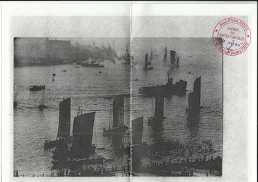 Henri-Cartier Bresson (1908-2004), Amerikaans oorlogsschip in de Huang Pu rivier, zwart-wit foto, ca. 1949