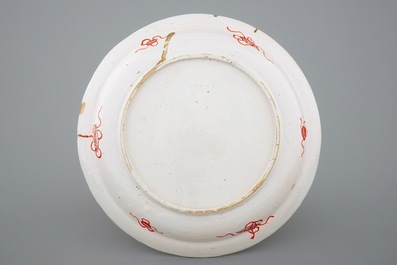 A Dutch Delt dor&eacute; dish with a peacock, early 18th C.