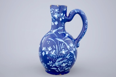 A Dutch Delft &quot;Bleu Persan&quot; decorated jug, ca. 1700
