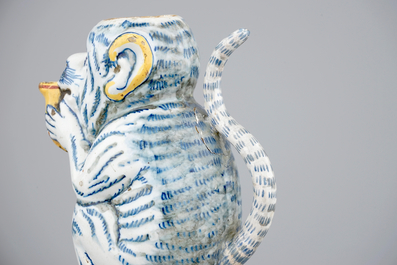 A polychrome Dutch Delft monkey-shaped jug, 18th C.