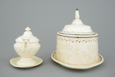 Deux terrines en creamware anglais, pour le march&eacute; hollandais, vers 1800