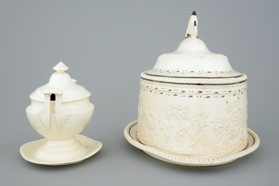 Deux terrines en creamware anglais, pour le march&eacute; hollandais, vers 1800