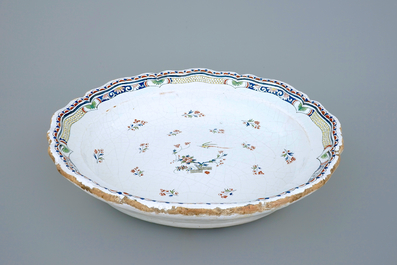 An impressive large Brussels faience dish in the style of Rouen, 18th C.