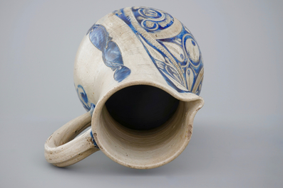 A massive Westerwald jug with incised decoration, 18th C.