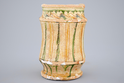 A late Byzantine earthenware sgraffiato albarello, Cyprus, 13/14th C.