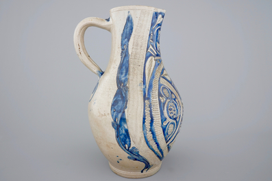 A massive Westerwald jug with incised decoration, 18th C.