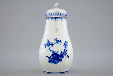 A blue and white jug and cover, Tournai porcelain, 18th C.