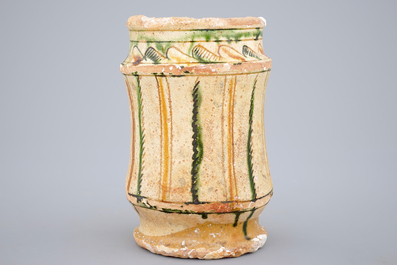 A late Byzantine earthenware sgraffiato albarello, Cyprus, 13/14th C.