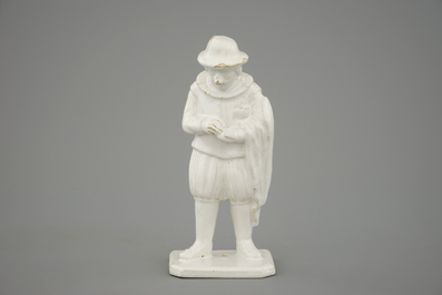 A white Delft figure of Pantaloon from the Commedia Dell' Arte, 18th C.