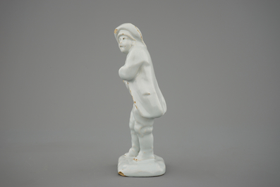 Une figure en blanc de Delft, all&eacute;gorie de l'hiver, 18&egrave;me