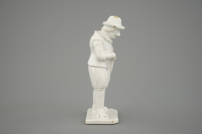 A white Delft figure of Pantaloon from the Commedia Dell' Arte, 18th C.