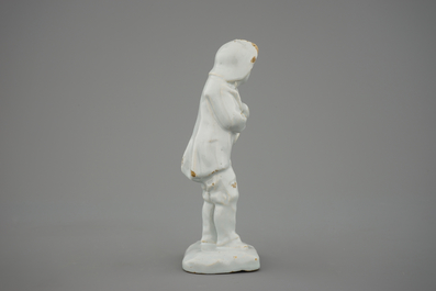 A Dutch Delft white figure, depicting winter, 18th C.