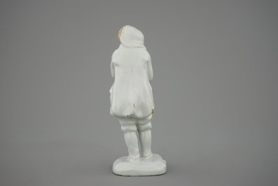A Dutch Delft white figure, depicting winter, 18th C.