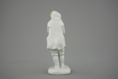 A Dutch Delft white figure, depicting winter, 18th C.