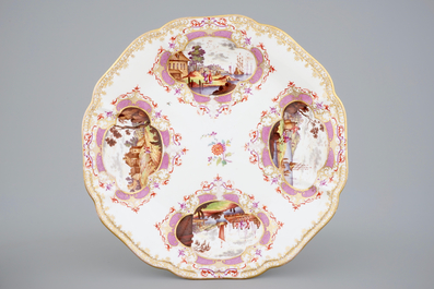 Un bol et son couvercle sur pr&eacute;sentoir en porcelaine de Meissen, 18&egrave;me