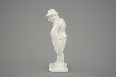 A white Delft figure of Pantaloon from the Commedia Dell' Arte, 18th C.