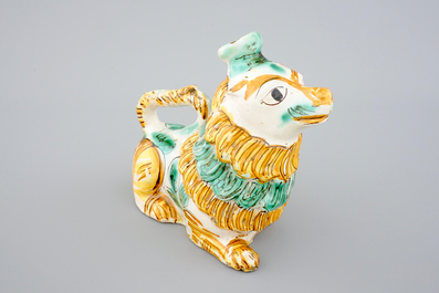 An Italian maiolica dog shaped acquamanile, Ariano Irpino, 18/19th C.