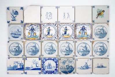 A large collection of antique Dutch Delft and other tiles, 18/20th C.