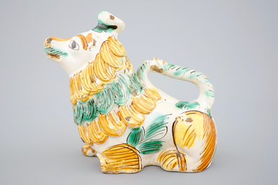 An Italian maiolica dog shaped acquamanile, Ariano Irpino, 18/19th C.