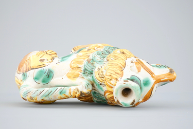 An Italian maiolica dog shaped acquamanile, Ariano Irpino, 18/19th C.