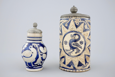 Two Westerwald stoneware pewter-mounted jugs, 17/18th C.