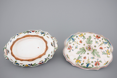 A French faience tureen and cover, Rouen, 18th C.