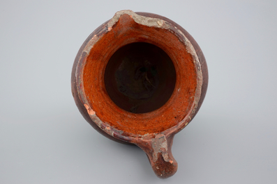 A brown-glazed stoneware jug, France, 18th C.