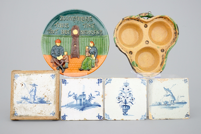A collection of Flemish pottery and a few Delft tiles, 18/20th C.
