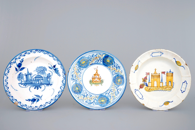 A set of seven Spanish Talavera pottery plates, 19th C.