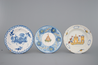 A set of seven Spanish Talavera pottery plates, 19th C.