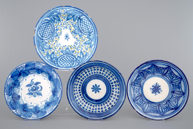 A set of seven Spanish Talavera pottery plates, 19th C.