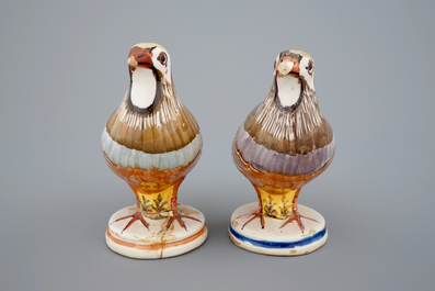 Een paar terrines in de vorm van vogels, Alcora, Spanje, 18e eeuw