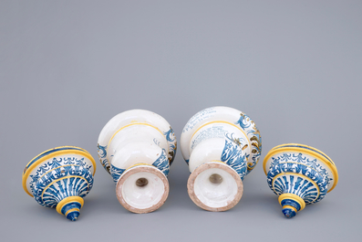 An important pair of Italian maiolica vases, dated 1724 and inscribed, Naples