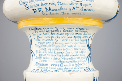 An important pair of Italian maiolica vases, dated 1724 and inscribed, Naples