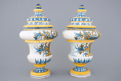An important pair of Italian maiolica vases, dated 1724 and inscribed, Naples