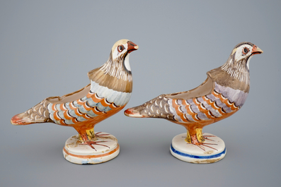 Een paar terrines in de vorm van vogels, Alcora, Spanje, 18e eeuw