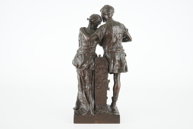 Henri Louis Levasseur (1853-1934), A loving couple, bronze group