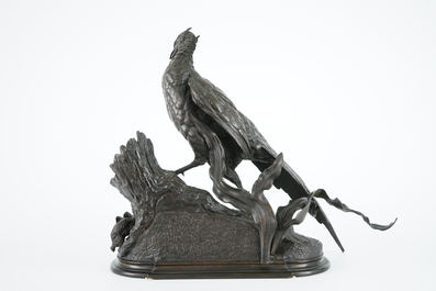 Jules Moigniez (1835-1894), Groupe en bronze de faisans, 19&egrave;me